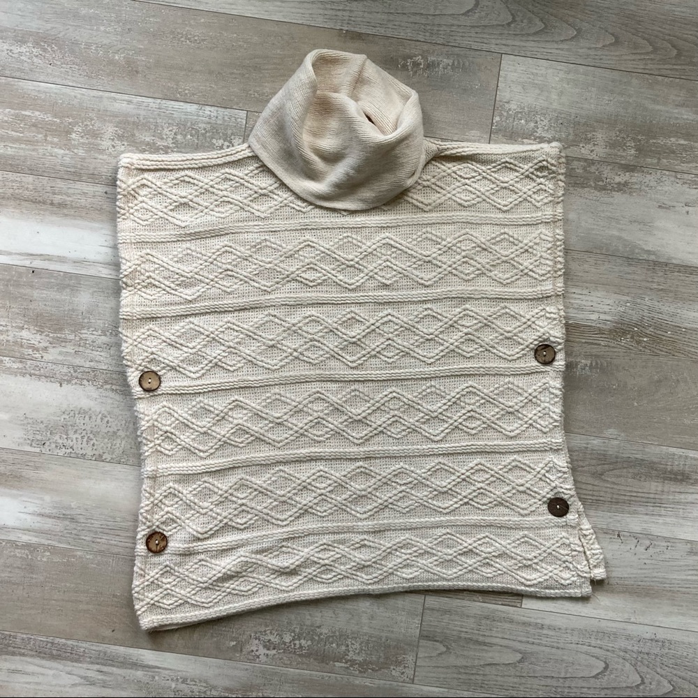 The Paper Store Cowl-Neck Cable Knit Poncho